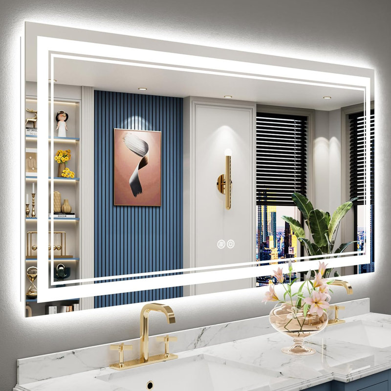 Chrisna UL Certified LED Bathroom Vanity Mirror, Front & Backlit, Anti-Fog Tempered Glass with 3-Year Warranty, 60"×30"