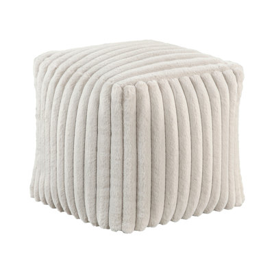 Modern Corduroy Square Pouf , Non-Slip Footstool, 16" Dimensions, 300Lbs Weight Limit, H Pouf, Height, Bearing