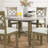 Marble Top Round Dining Table In Rustic Oak Finish