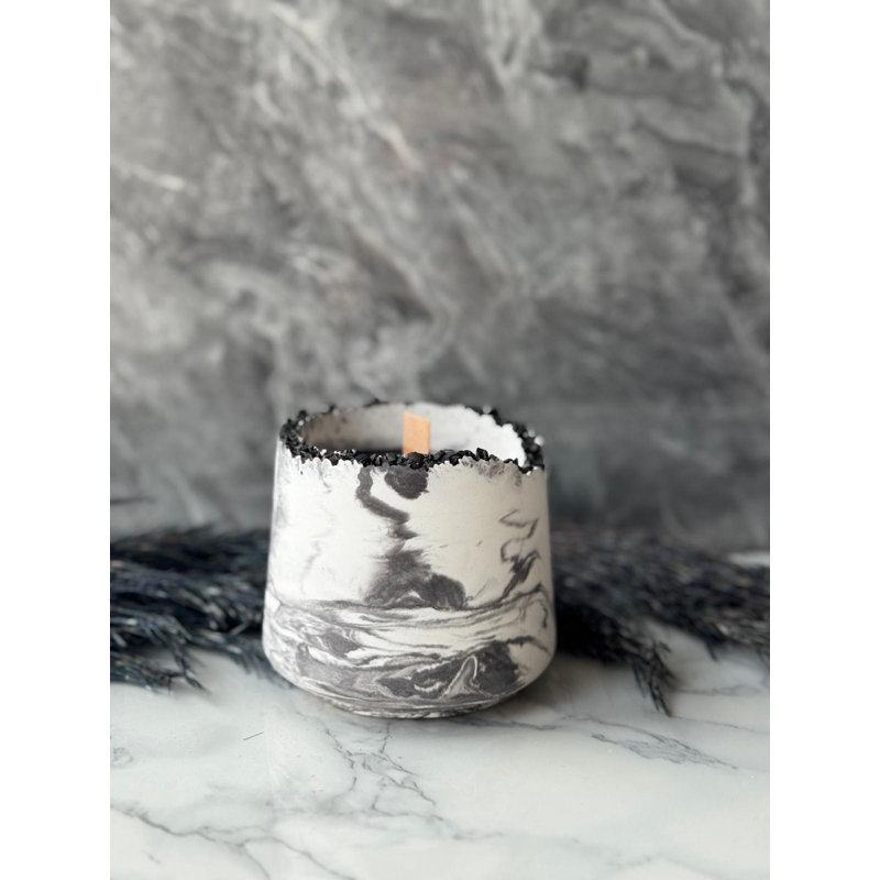 Élégant bougeoir en béton, gris et blanc, 2,8 x 3,9 x 2,8 pouces | 100% cire de soja pour une combustion propre | Parfait pour la décoration intérieure et les cadeaux, ajoute une touche de style moderne à tout espace