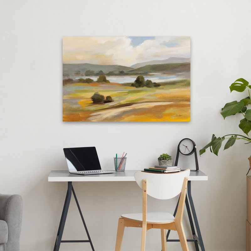 Paysage tranquille - champs de nuages bleu-brun, H 36 po x l 24 po
