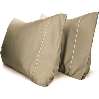 Luxclub 2 PC Taupe Queen Performance Microfiber Solid Pillowcase Set