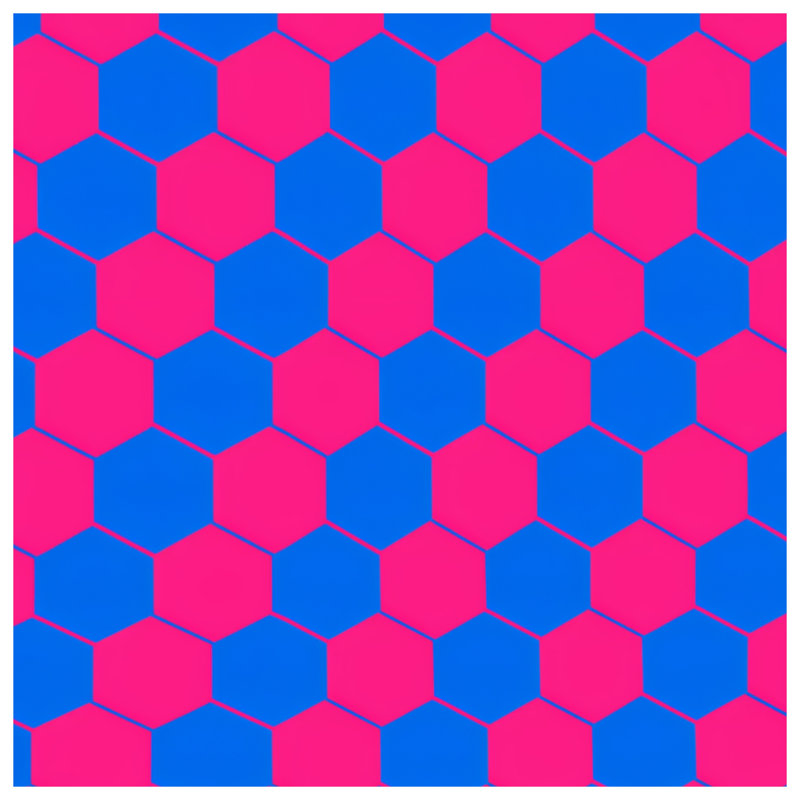 Couvertures Hexagones roses et bleues, L 60 po x H 80 po