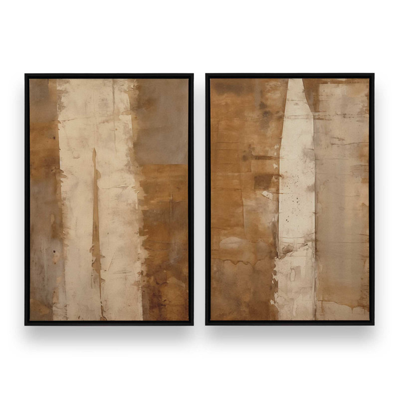Ensemble de 2 impressions sur toile Sienna, Cadre flottant noir satiné, H 36,75 po x l 49,5 po x P 1,75 po