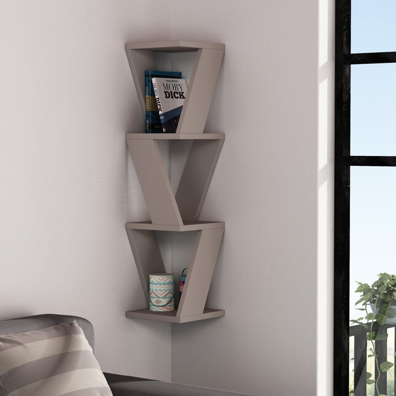 Areyanna 3 Piece Corner Shelf, Light Moca