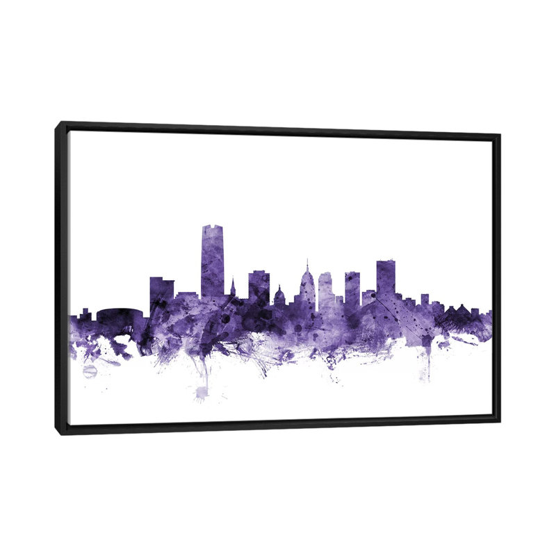 «Oklahoma City Skyline» par Michael Tompsett, reproduction d'art sur toile tendue, H 40 po x l 60 po x P 1,5 po, Pas de tapis