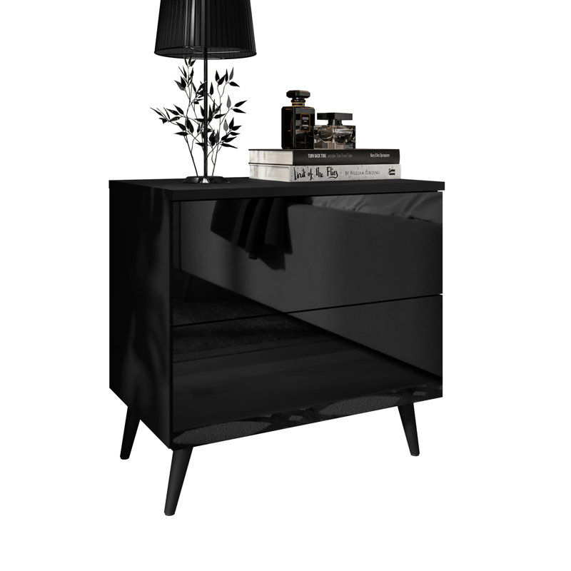 Donneville 2 Drawer Bedside Table, Black