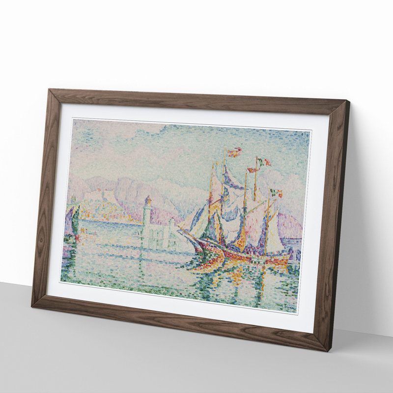 Antibes in the Morning by Paul Signac - Picture Frame Graphic Art, Walnut Framed, 36cm H x 48cm W x 2cm D
