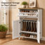 Armoire à chaussures autoportante avec tiroir rabattable, tablette réglable, porte-bottes et 6 pinces à bottes