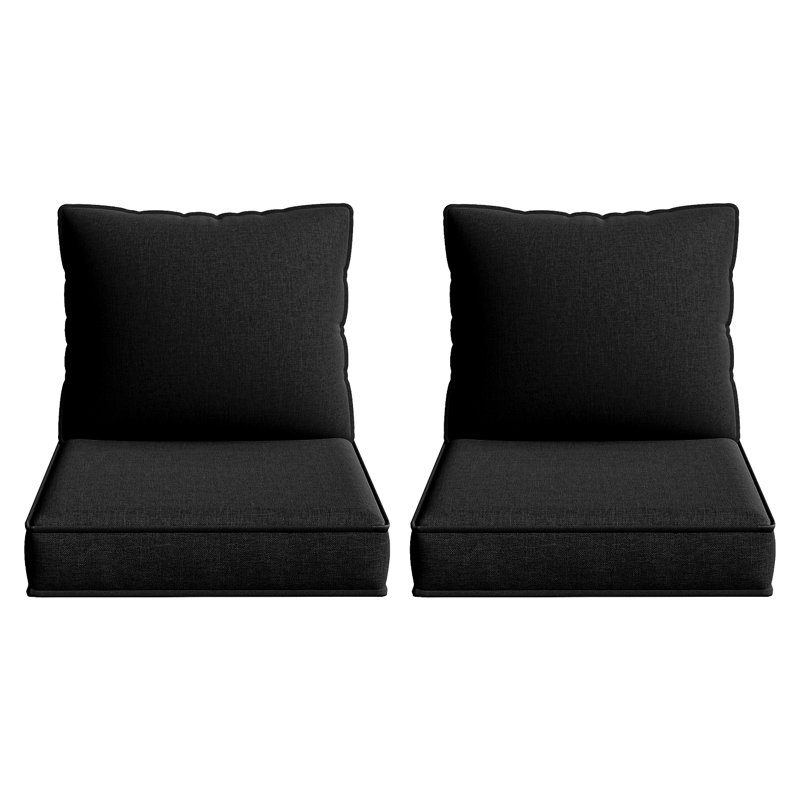 8-pcs Patio Individual Chair Cushion Covers – 4" Thick Water-repellent Replacements For 4-seat Sectional Sofa, Black