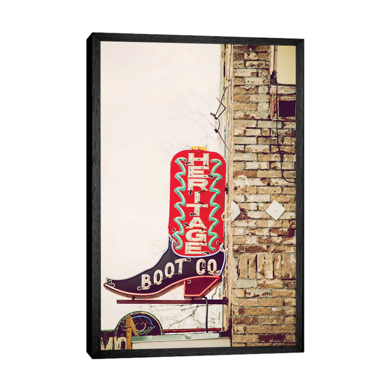 Austin Neon by Ann Hudec - Print on Canvas, Black Framed, 101.6cm H x 66.04cm W x 3.81cm D