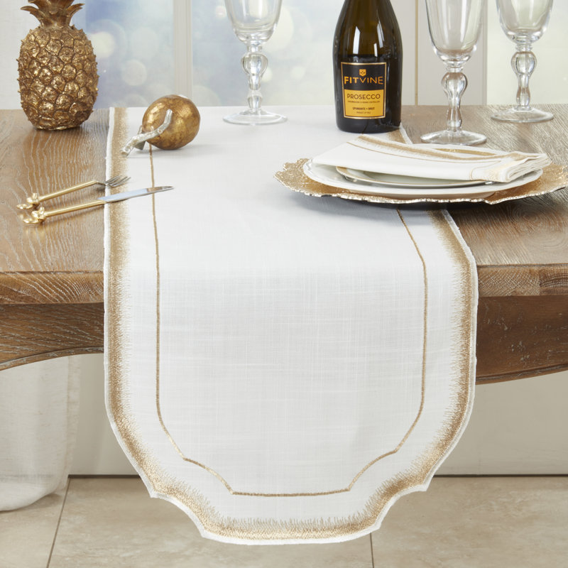 Chemin de table Elegant, Blanc / Vert