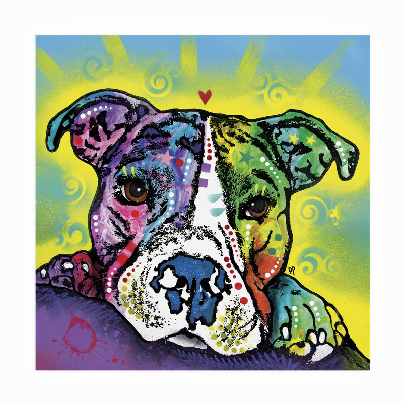 Toile extérieure Dean Russo the Baby Pit Bull, H 18 po x l 18 po x P 1,5 po, Brun clair / bleu clair