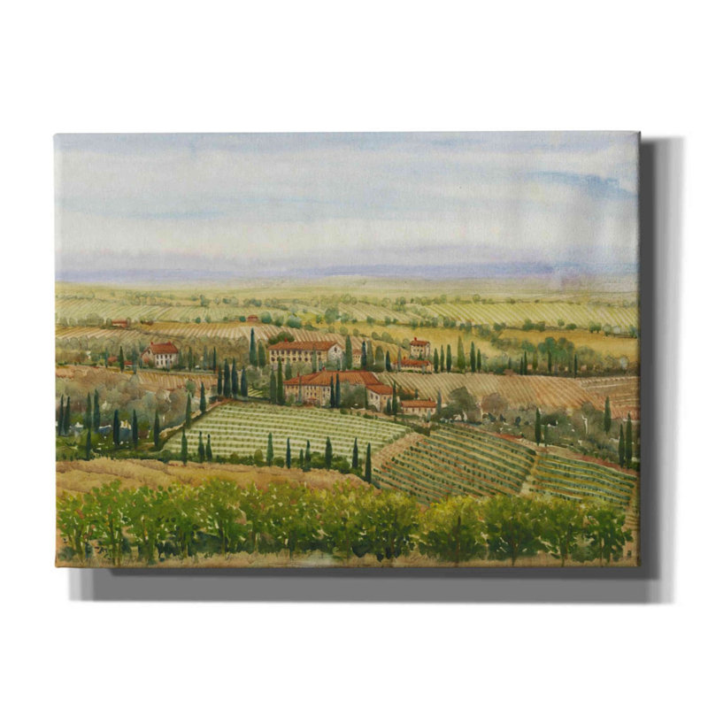 «Wine Country View II» par Tim O'toole, art mural sur toile, H 40 po x l 54 po x P 1,5 po