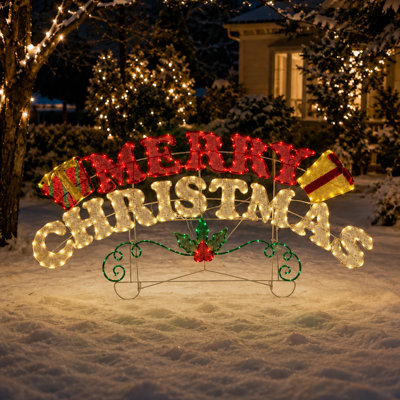 Enseigne décorative de Noël l 5 pi avec 8 modes d'éclairage, minuterie et lumières DEL