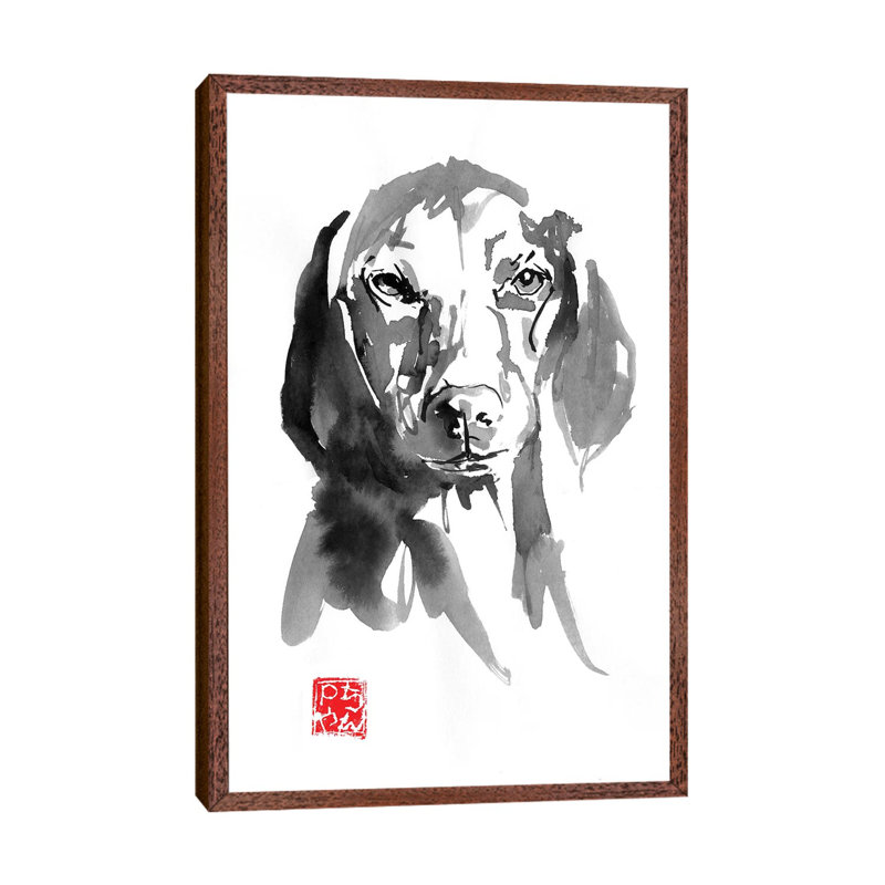 Dogface III 1 Piece Painting on Canvas, 101.6 cm H x 66.04 cm W, Classic Brown Wood Framed