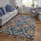 Handmade Wool Blue/Yellow/Orange Rug