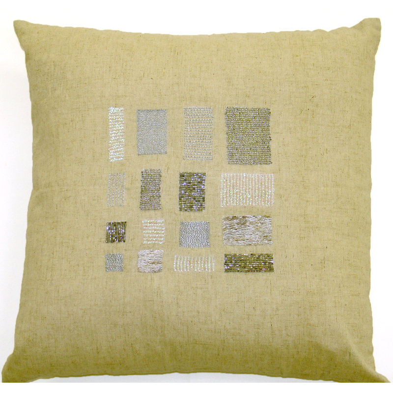 Sequined Cotton Blend Throw Pillow