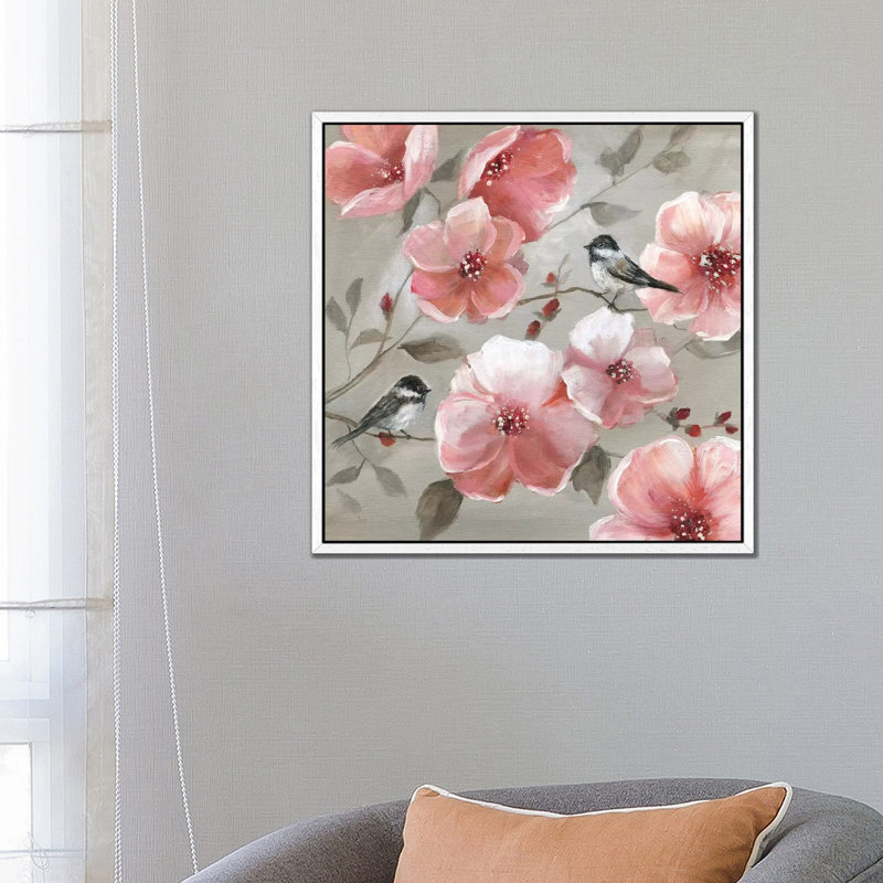 Chickadee Spring II by Nan - Painting on Canvas, White Framed, 66.04 cm H x 66.04 cm W