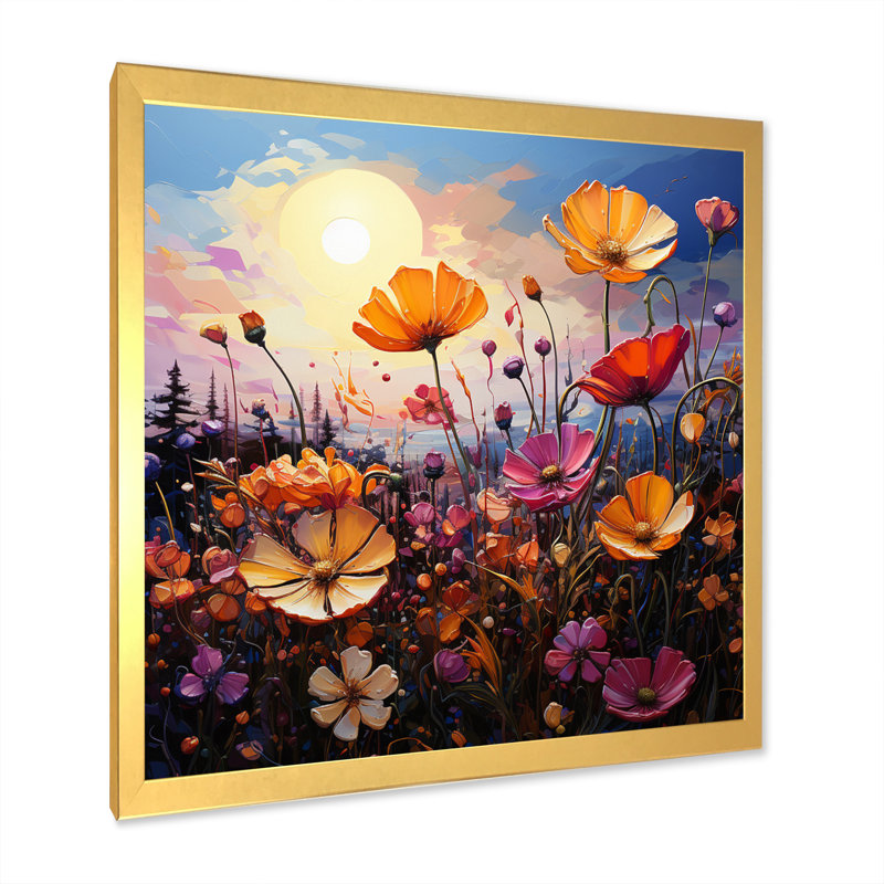 Fleurs sauvages, symphonie, prairie, art mural floral, salon, H 30 po x l 30 po x P 1 po, Cadre doré à une seule photo