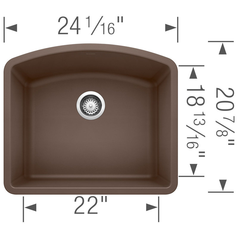 Diamond SILGRANIT 24" Single Bowl Undermount Kitchen Sink, Café Brown
