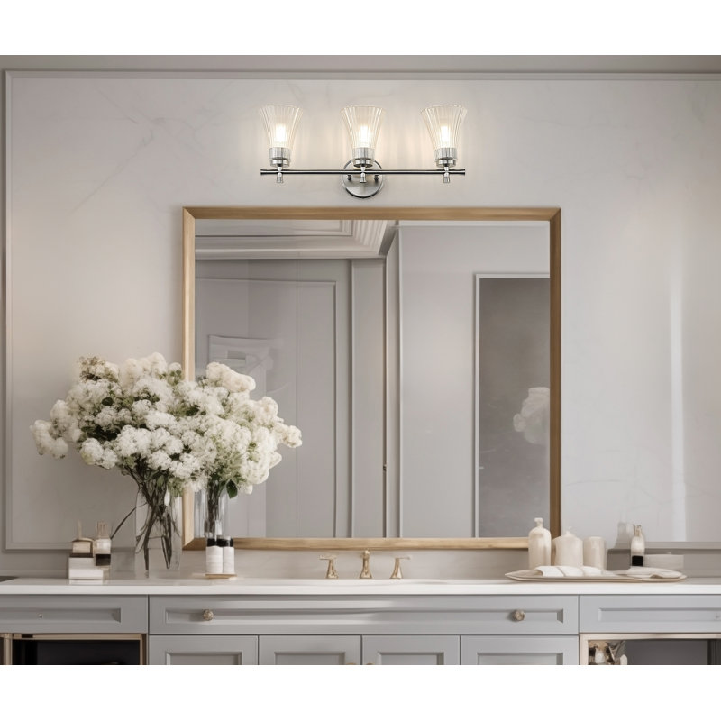 Maston Modern Vanity, 10" H x 24" W x 6.75" D, Brushed Nickel, 3 Lights