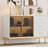 46.4" Fluted Buffet Sideboard Cabinet with Glass Doors, 3 Drawers & Faux Marble Top for Dining Room-817775274