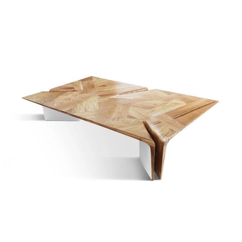 Nechuma Solid Wood Abstract Coffee Table