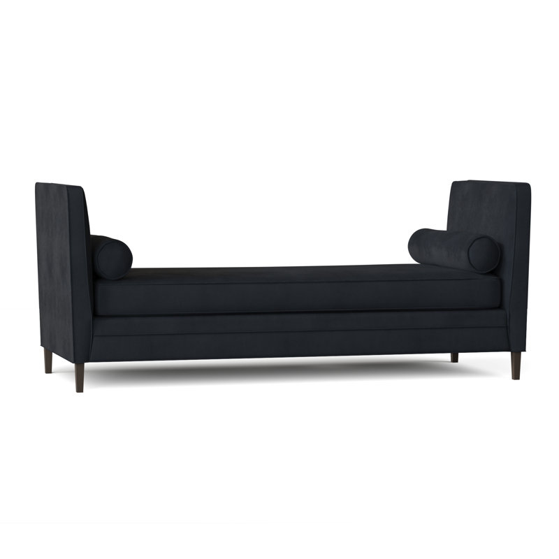 Lydia Upholstered Bench, Bella Black Performance Velvet, Brown Mahogany