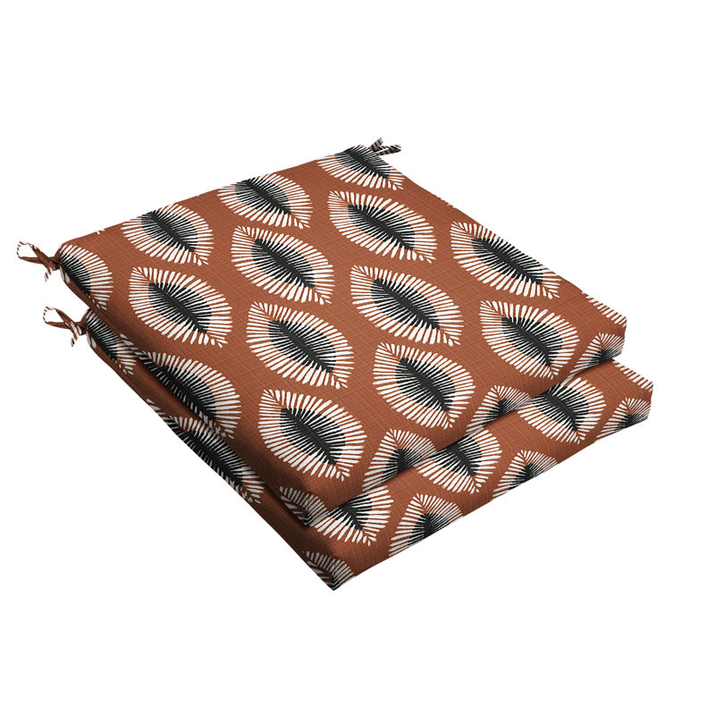 Ine Outdoor 2.5'' Dining Chair Seat Cushion, Orange/Black/White, 19" x 19"
