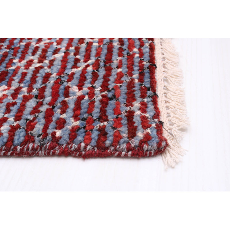 Tapis rose noué à la main de conception unique 7 pi 10 po x 9 pi 9 po New Age Terenna