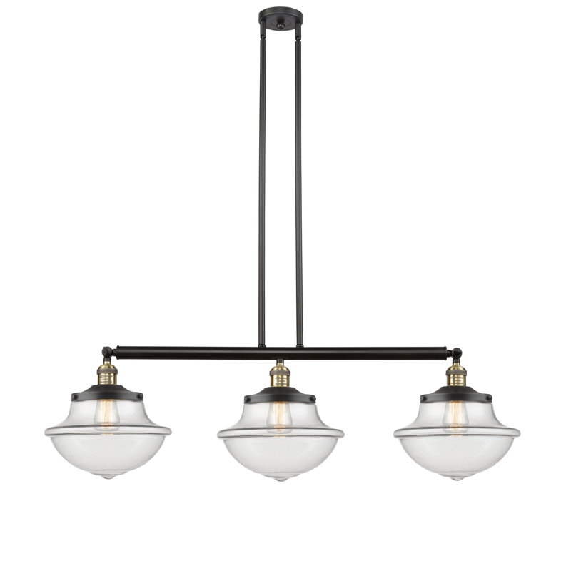 Lemus 3 - Light Kitchen Island Pendant, LED, Black Antique Brass, Clear