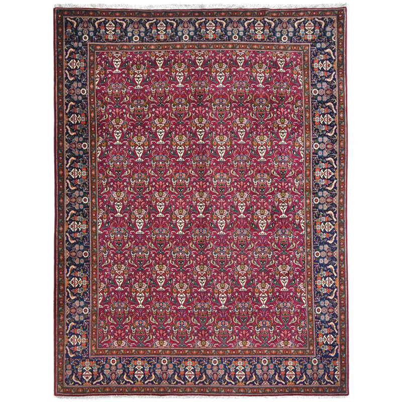 Tapis oriental traditionnel rétro rouge 10 x 13 Fuchsia