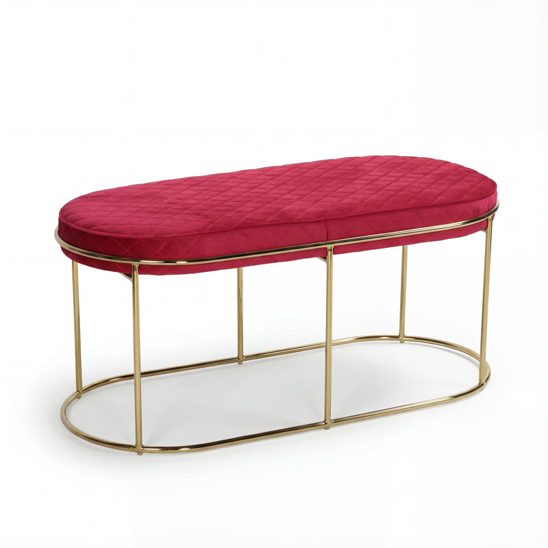 Equinox 39.5" Velvet Oval Standard Ottoman, Pink, Gold