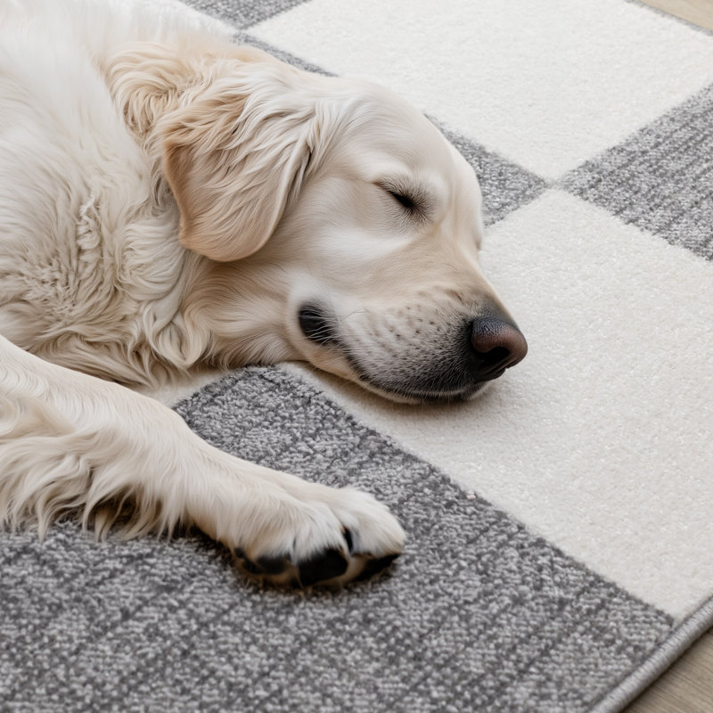 Tapis crème / beige Wum Collection, Rectangle 6 pi 7 po x 9 pi 10 po, Gris / Blanc