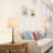 Crystal Table Lamp with Natural White Linen Shade, Vintage Rustic