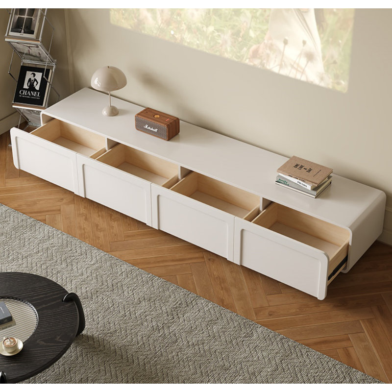 Crédence de rangement simple avec meuble télé rectangulaire blanc l 86,6 po Simple