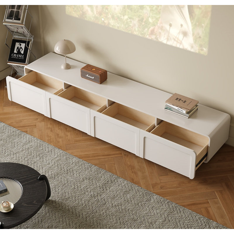 Simple White Rectangular TV Cabinet TV Stand for TVs up to 88"