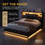 PU Upholstered Ottoman Storage Bed with Headboard and LED, Large Capacity Hydraulic Lift Up Storage Beds with Charging Station, Modern Platform Bed Frame for Bedroom(4Ft6/5Ft,Black)-135115652