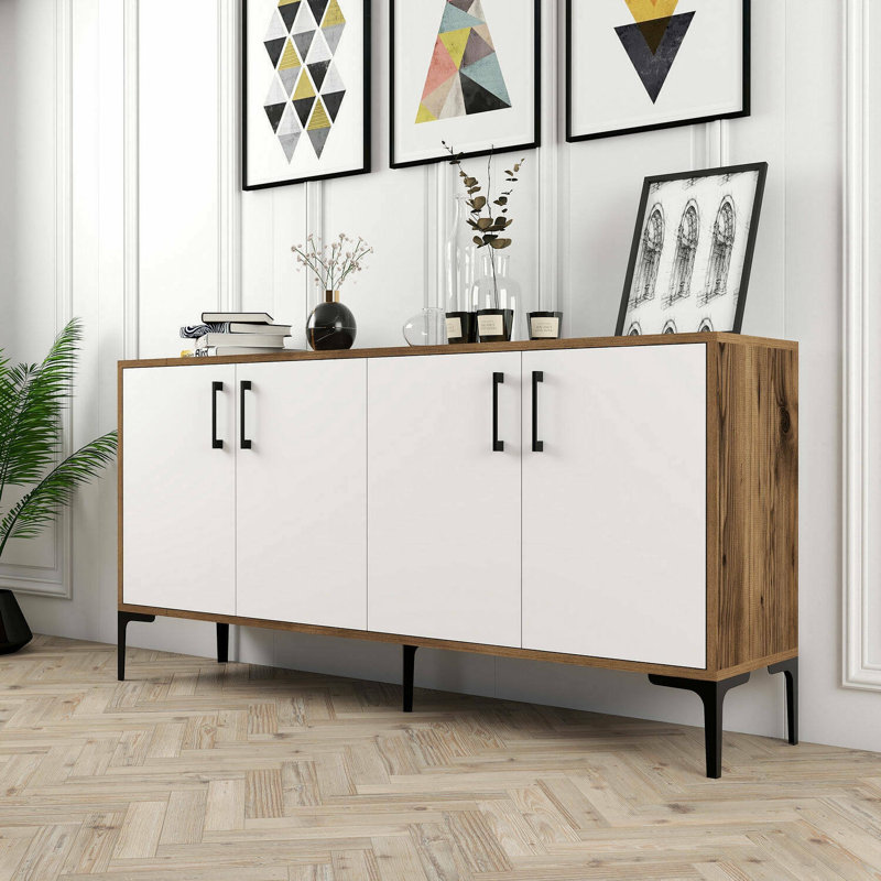 Trevion 160cm Sideboard, Walnut/White