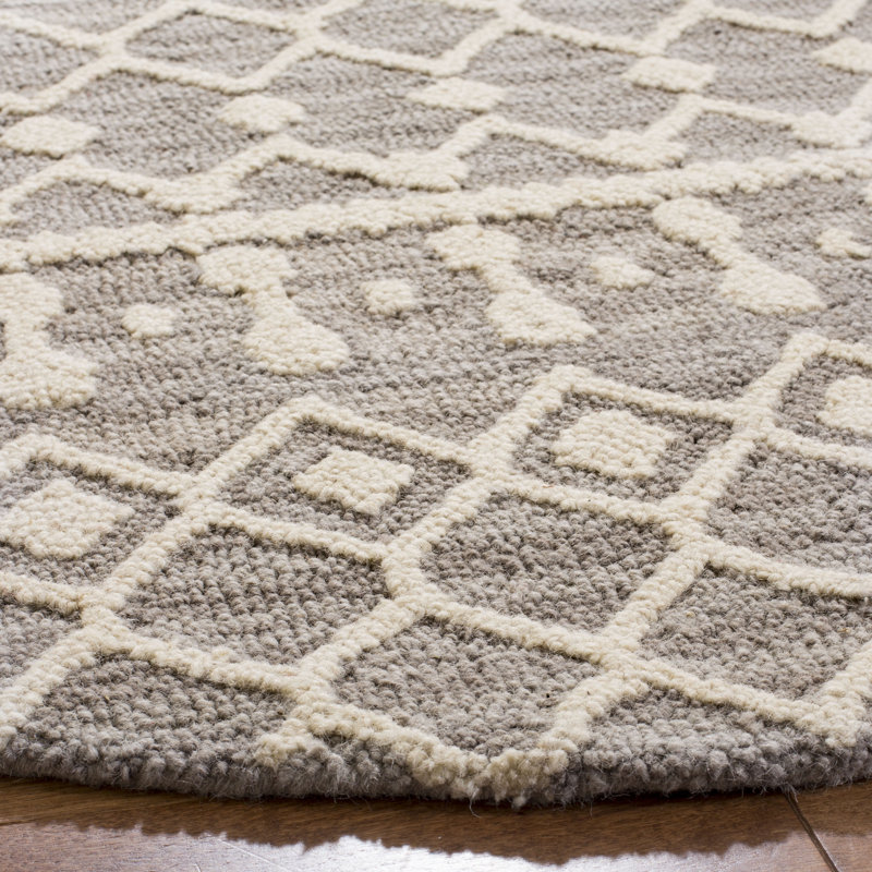 Jeannine Handwoven Flatweave Wool Dark Gray/Ivory Geometric Area Rug, Rectangle 5' x 8'