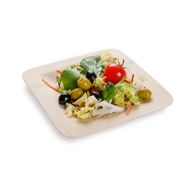 Restaurantware-7 x 7 Inch Bamboo Leaf Plates, 100 Disposable Bamboo Plates - Sustainable, heavy-duty, Bamboo Bamboo Dinner Plates, For Parties, Wedding Banquets Or Catered Events