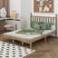 Grand lit plateforme rétro en bois avec tête de lit en forme de gourde, cadre de lit avec support en lattes de bois, pour la chambre à coucher