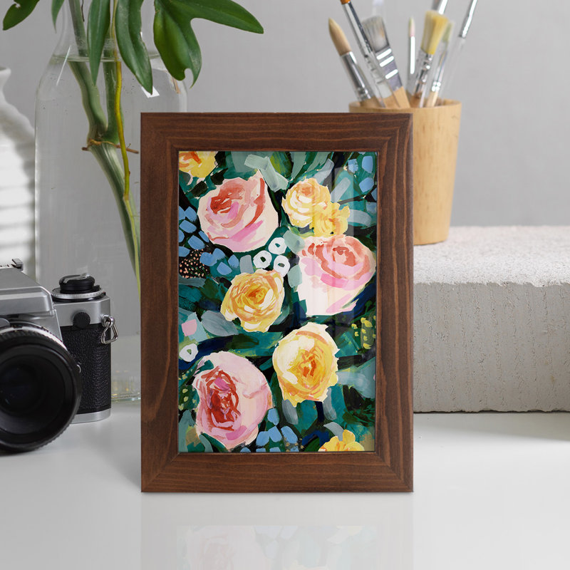 Flower Jumble II - reproduction d'un seul cadre photo, H 7 po x l 5 po x P 1 po, Châtaigne