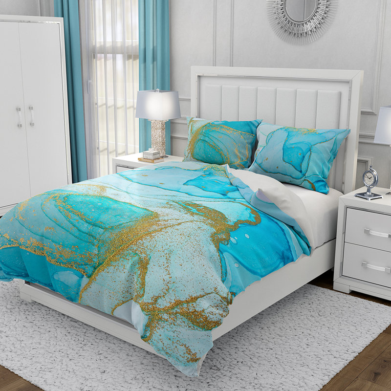 Ensemble de housse de couette et insert 3 pièces Skyblue, Housse de couette grand + 2 taies d'oreiller