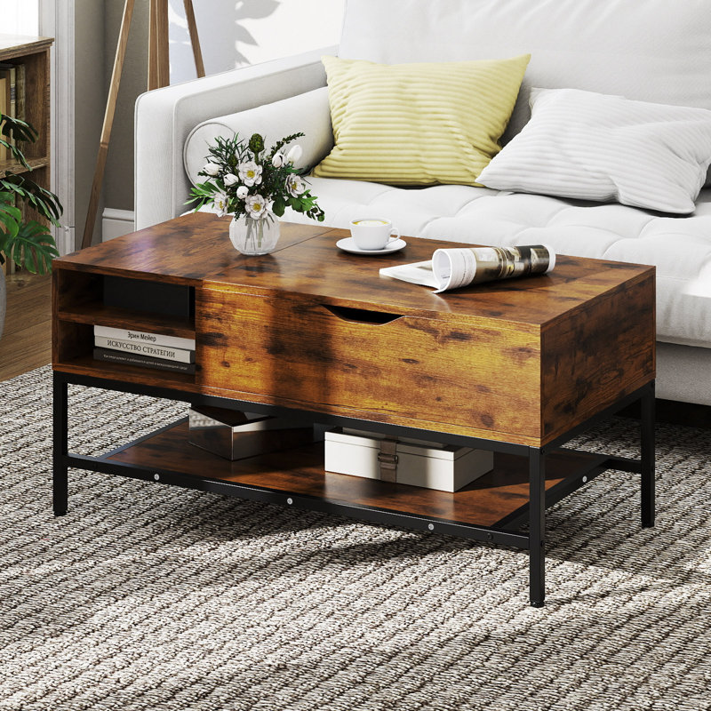 Lift Top Coffee Table with Storage, Brown
