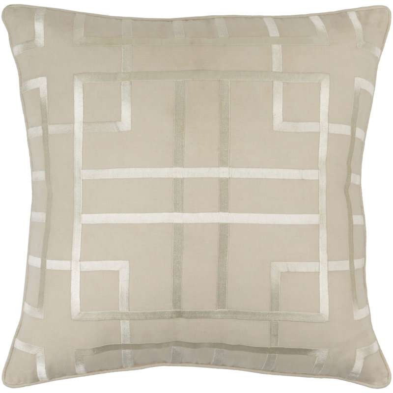 Geometric Down Throw Pillow, 22" H x 22" W x 1" D, Neutral, Pillow Cover Only - No Insert