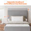 Lit plateforme tapissier en tissu lin avec lit gigogne et tête de lit ajustable rembourrée, aucun sommier tapissier requis