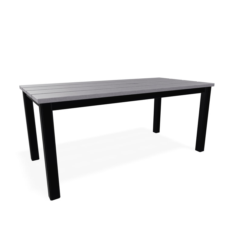 Table basse d'extérieur en polymère rustique 21 po x 42 po, Gris / Noir