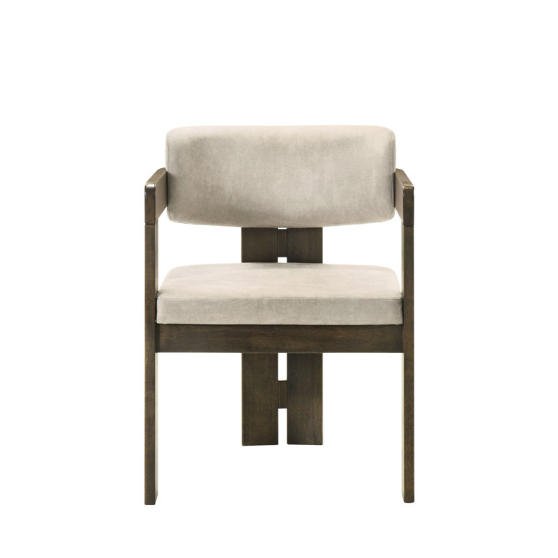 2 pièces Chaise d'appoint polie grise - Finition noyer Finition rembourrée en microfibre Elegance